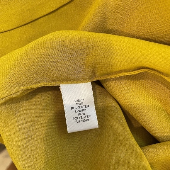 Banana Republic Yellow Pleated Ruffle Knee Formal Midi Dress - Picture 9 of 9
